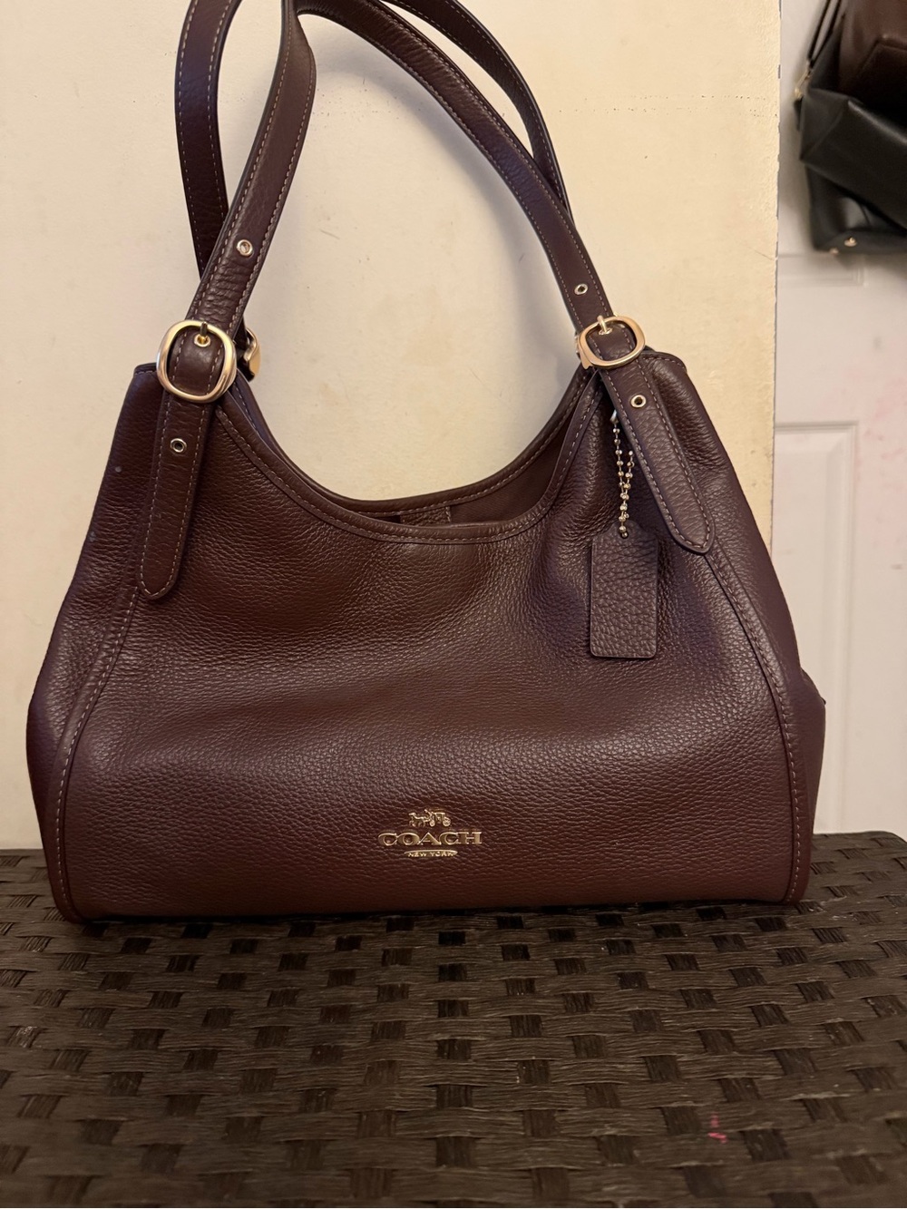 Coach Erin Pebbled Leather Shoulder Bag in Maple Brown